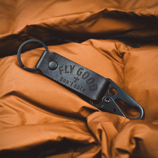 BLACK LEATHER KEYCHAIN