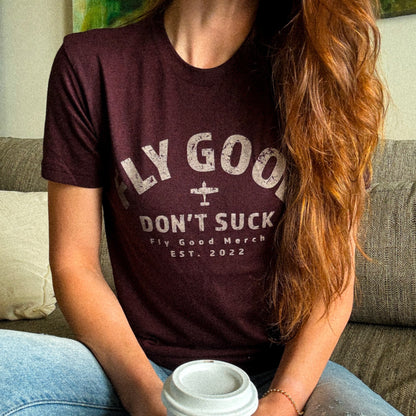 FLY GOOD DON'T SUCK VINTAGE TEE // Cardinal Black