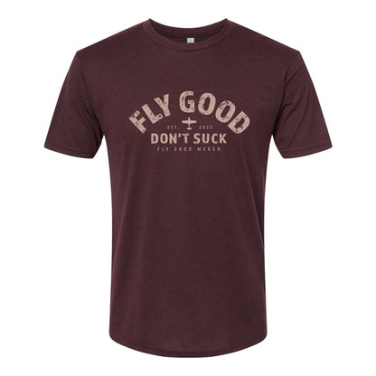 FLY GOOD DON'T SUCK VINTAGE TEE - Cardinal Black