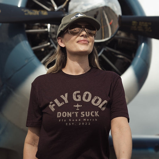 FLY GOOD DON'T SUCK VINTAGE TEE // Cardinal Black